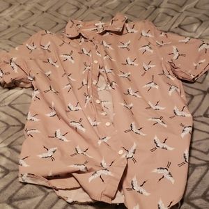 Large nude shirt with birds